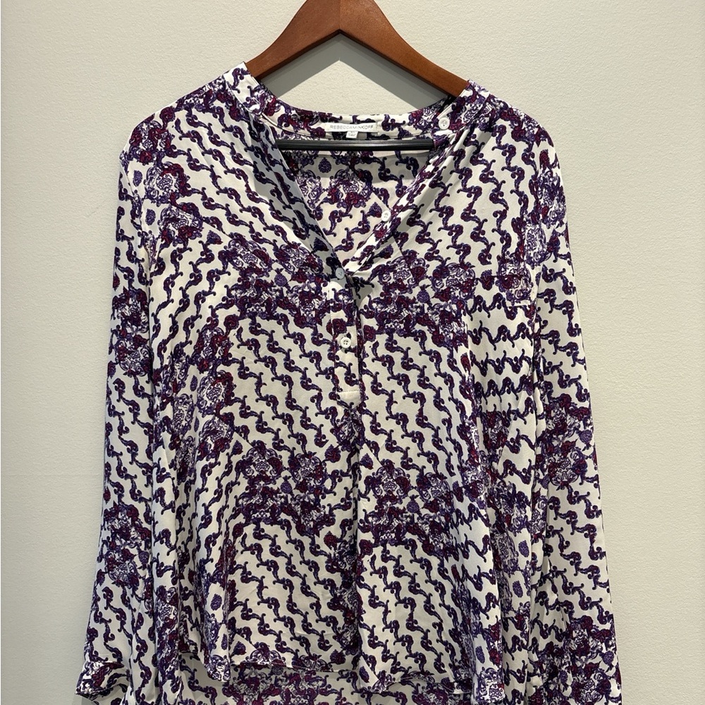 Rebecca Minkoff Purple and Cream Blouse